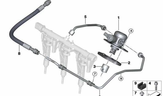 Tubería de combustible OEM 13535A03E29 para BMW F40, F44. Original BMW.