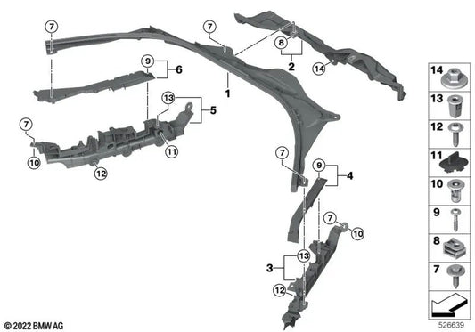 Parte inferior del tabique para BMW Serie 2 G42, G87 Serie 3 G20, G21, G28, G80 Serie 4 G22, G23, G26, G82, G83 Z4 G29 (OEM 51717428151). Original BMW