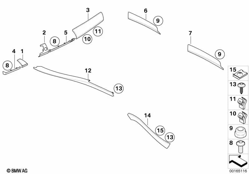 Front left door aluminium decorative moulding for BMW E70, E70N (OEM 51417137139). Original BMW.