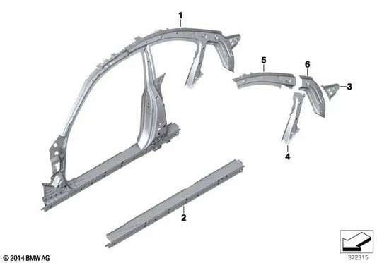 Zapata para pilar C derecha para BMW F22, F87 (OEM 41007342114). Original BMW