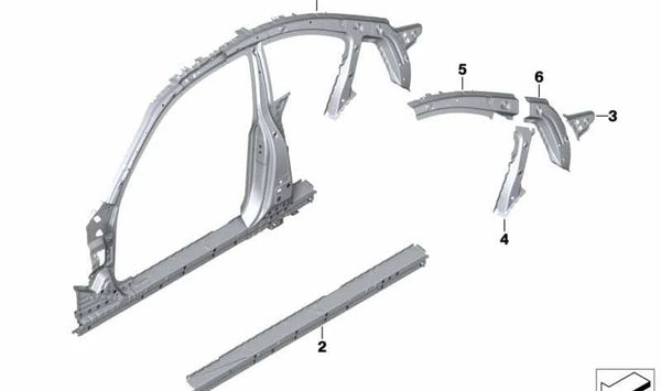 Refuerzo del umbral derecho OEM 41217284374 para BMW F20, F21, F22, F87. Original BMW.