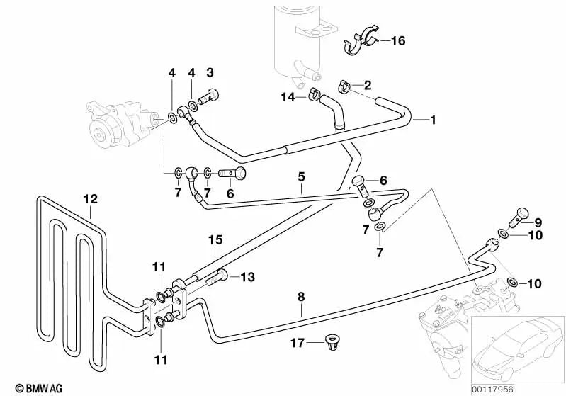 Return pipe for BMW E39 (OEM 32412229218). Genuine BMW