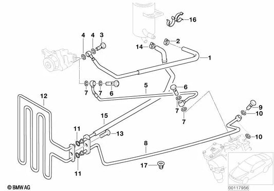 Return pipe for BMW E39 (OEM 32412229218). Genuine BMW