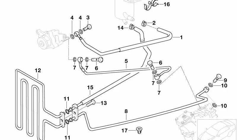 Tubería de retorno para BMW E39 (OEM 32411094896). Original BMW.