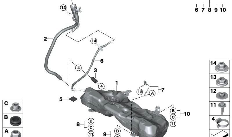 Tapa de depósito de combustible OEM 16115A026E0 para BMW G60, G61, G90, G70, G45. Original BMW.