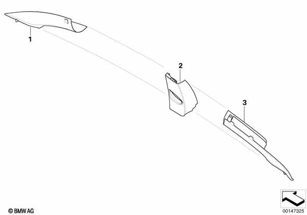 Cubierta ITS pilar A izquierda para BMW E63, E63N (OEM 51437898395). Original BMW