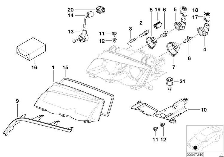 Tapa / Tulipa Faro Delantero Tipo Zkw Para Bmw E46 Berlina/touring Restyling. Original Recambios