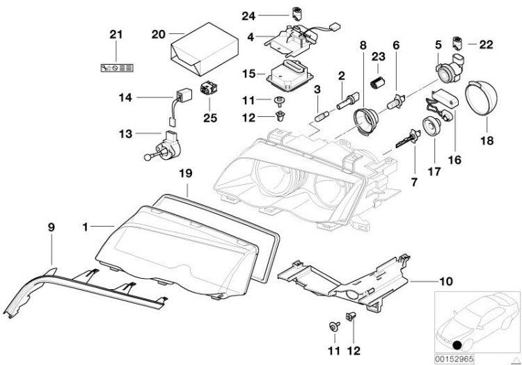 Cubierta De Luz Carretera Para Bmw E46. Original Recambios