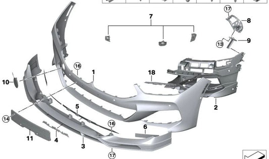 Apport aérien gauche pour le pare-chocs avant OEM 51117858035 pour BMW G16. BMW d'origine.