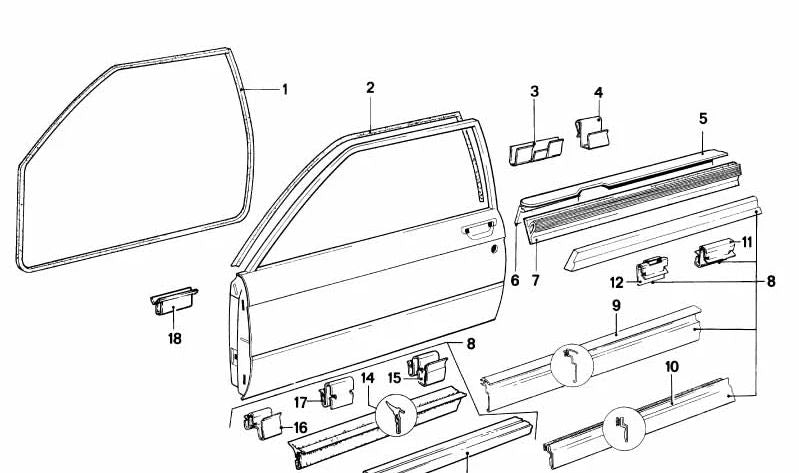 ** Sigillo della porta destra OEM 51711823860 per BMW E21. BMW originale.