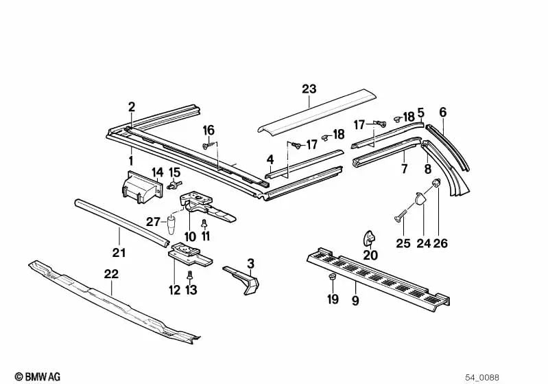 Carril central derecho para BMW Serie 3 E30 (OEM 51321922782). Original BMW