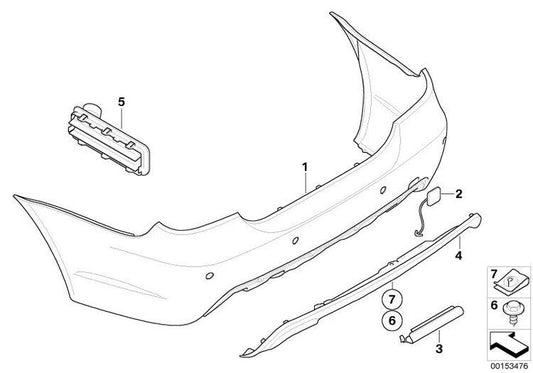 Tapa Gancho Remolque Parachoques Trasero M Imprimada Para Bmw E60. Original Recambios