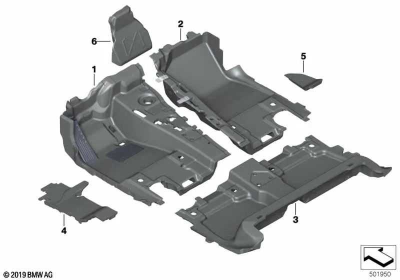 Bodenverkleidung trasera para BMW XM G09 (OEM 51475A22EA5). Original BMW.