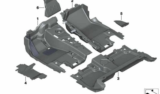 Revestimiento de suelo trasero para BMW X6 F96, G06 (OEM 51477949649). Original BMW