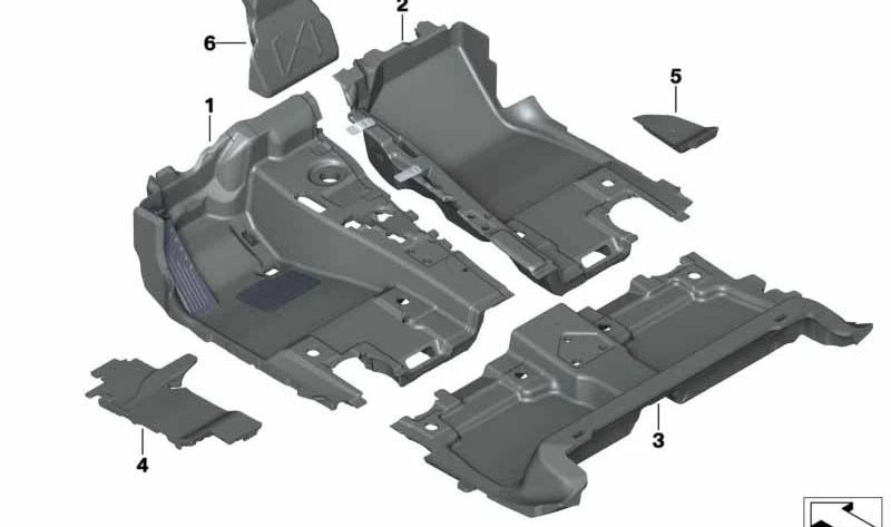 Revestimiento del suelo delantero izquierdo para BMW G06 (OEM 51477949637). Original BMW