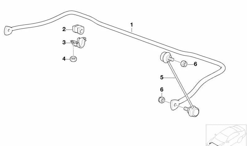 Soporte de Estabilizador para BMW Serie 3 E36, Serie 5 E28, E34, Serie 6 E24, Serie 7 E32, Serie 8 E31 (OEM 31351131622). Original BMW.