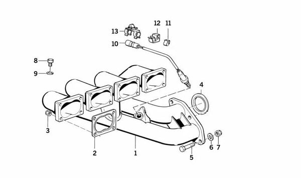 Colector de escape OEM 11621308805 para BMW E30. Original BMW.