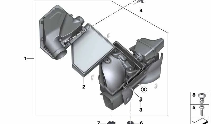 Silenziatore di ammissione OEM 13718635100 per BMW G20, G21, G22, G23. BMW originale.