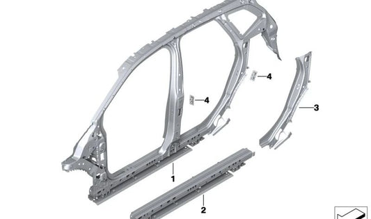 Marco lateral medio derecho para BMW Serie 2 U06 (OEM 41009854860). Original BMW.