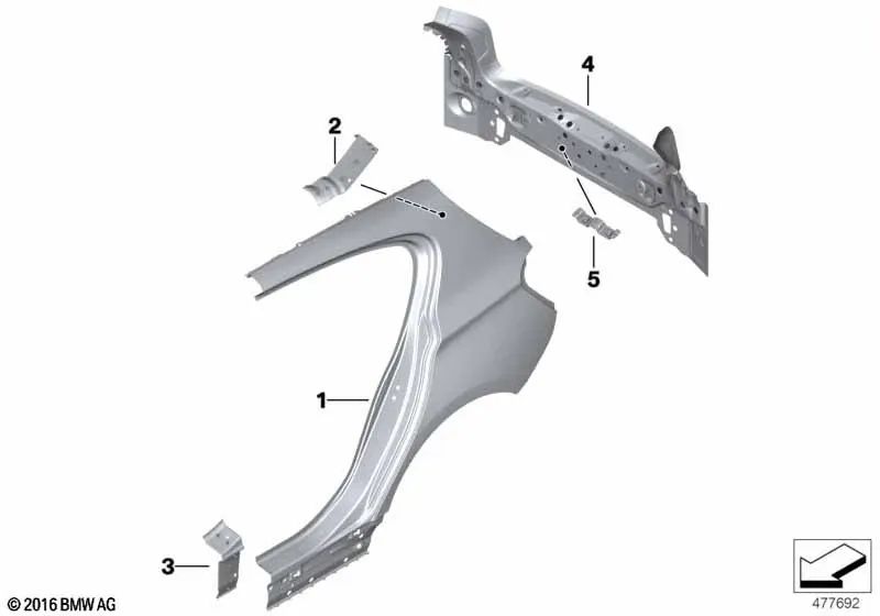 Chapa de refuerzo faldón lateral derecho para BMW Serie 1 F20, F20N (OEM 41007284398). Original BMW