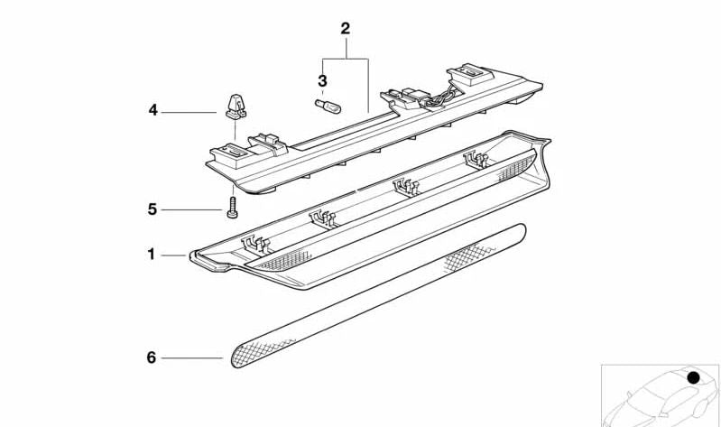 Carcasa de la tercera luz de freno OEM 63258362378 para BMW E36. Original BMW.