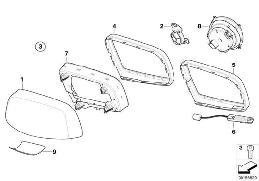 Anillo De Soporte Retrovisor Exterior Negro Lado Izquierdo/Derecho Para Bmw F31 E60 E61 E31 E71.