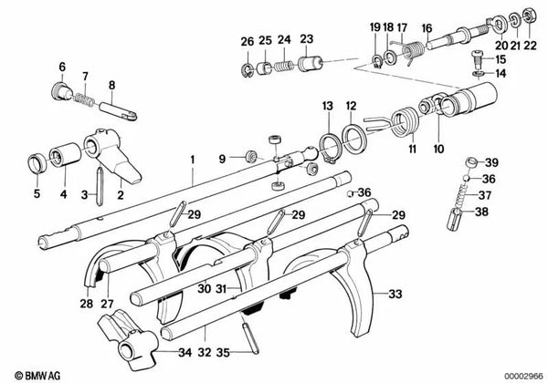 Selector de marchas para BMW Serie 3 E30, Serie 5 E12 E28, Serie 6 E24, Serie 7 E23 (OEM 23311205251). Original BMW.