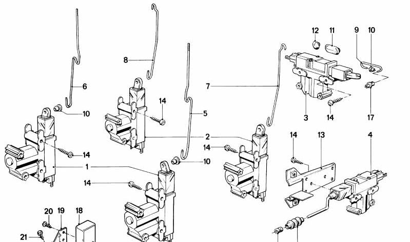 Accionador de puerta delantero para BMW E30, E24, E23 (OEM 51261372594). Original BMW