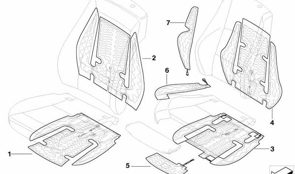 Almohadilla calefactable asiento deportivo OEM 64117140532 para BMW E81, E87. Original BMW.