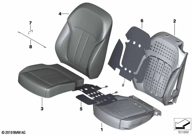 Funda de Asiento Confort de Cuero Izquierda para BMW G07, G07N (OEM 52209476827). Original BMW