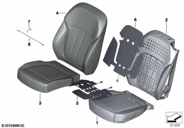 Parte de espuma asiento confort derecha para BMW G07, G07N (OEM 52209484506). Original BMW