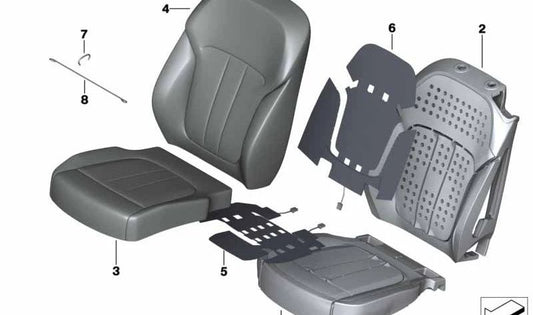 Funda de asiento confort en cuero (lado izquierdo) OEM 52209476821 para BMW G07 (X7). Original BMW.