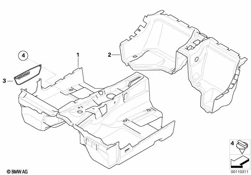 Ablagenetz im Fußraum vorne für BMW Z4 E85, E86 (OEM 51477114523). Original BMW.