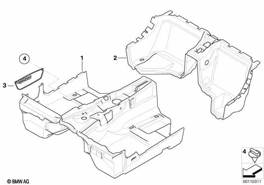 Ablagenetz im Fußraum vorne für BMW Z4 E85, E86 (OEM 51477114523). Original BMW.