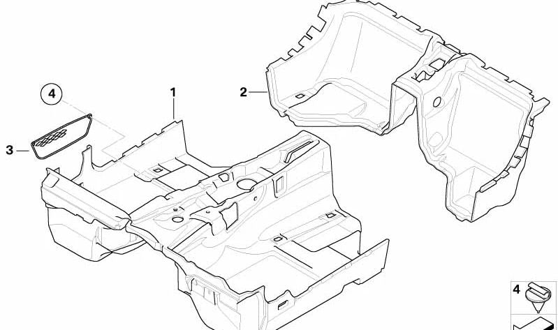 Revestimiento del suelo trasero para BMW E85, E86 (OEM 51477055685). Original BMW.