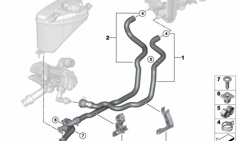 Manguera de Refrigerante Adelante para BMW G14, G15 (OEM 64216821255). Original BMW.