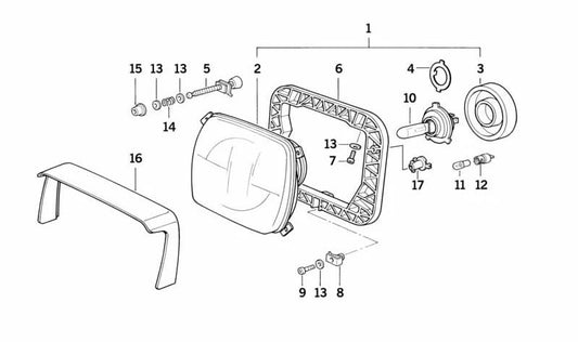 Tapa de goma para faro OEM 63121459377 para BMW (Modelos compatibles: E31, E32, E34). Original BMW