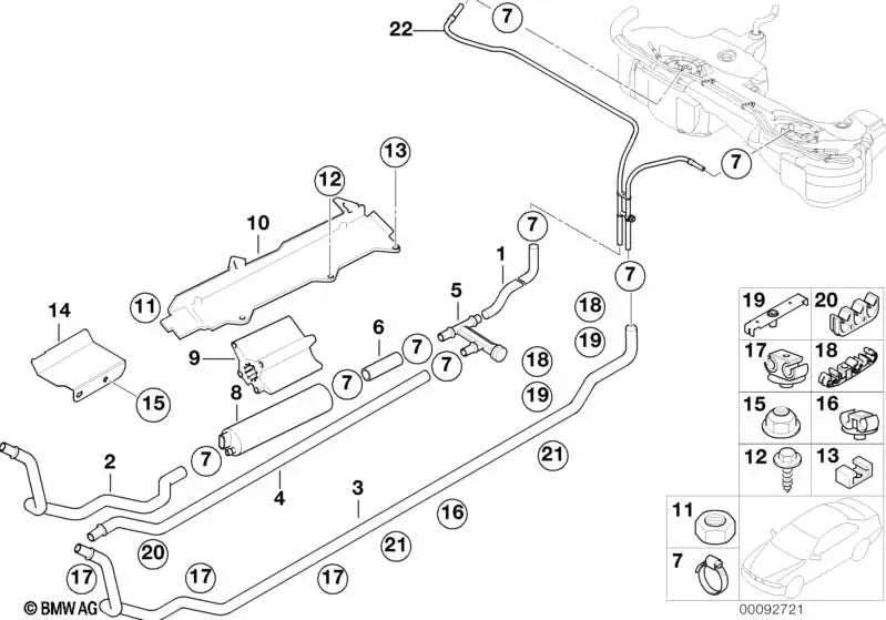 Cubierta del Filtro de Combustible para BMW E46 (OEM 13327794548). Original BMW