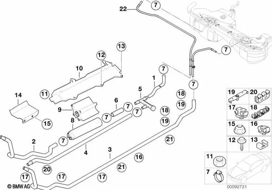 Cubierta del Filtro de Combustible para BMW E46 (OEM 13327794548). Original BMW