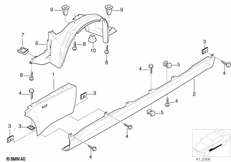 Entrada exterior izquierda para BMW E60, E61, E63, E64 (OEM 41218401405). Original BMW