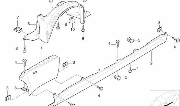 Entrada exterior derecha para BMW (OEM 41218398650). Original BMW