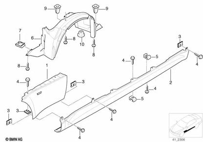 Entrée extérieure droite pour BMW F01, E60, F30 (OEM 41218401406). BMW d'origine