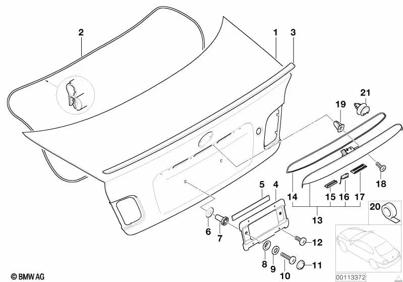 Heckklappengriffdichtung für BMW 3er E46 (OEM 51138244337). Original BMW.