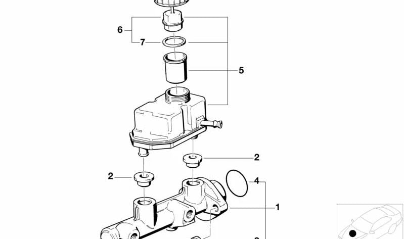 Cilindro Maestro de Freno para BMW E39, E38 (OEM 34311165543). Original BMW