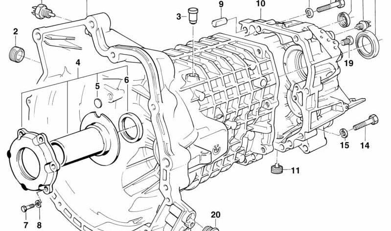 Tapa de la caja de cambios para BMW E30 (OEM 23111228075). Original BMW