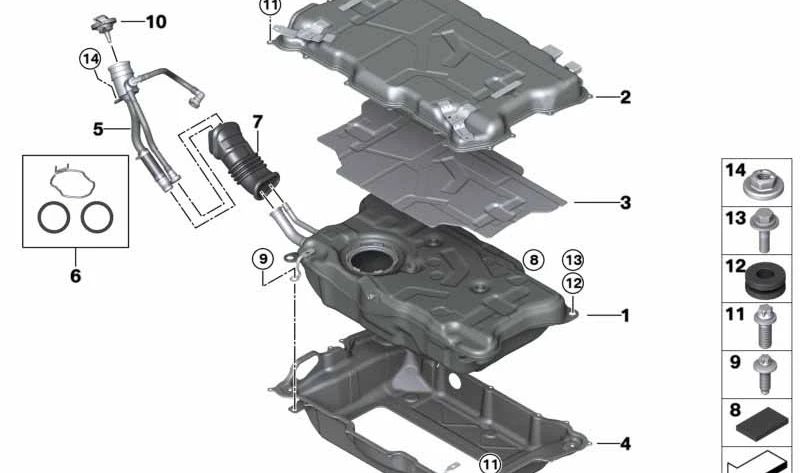 Tubo de llenado de combustible OEM 16117404088 para BMW G01, G02. Original BMW.