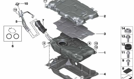 Tubo de llenado de combustible OEM 16117404088 para BMW G01, G02. Original BMW.