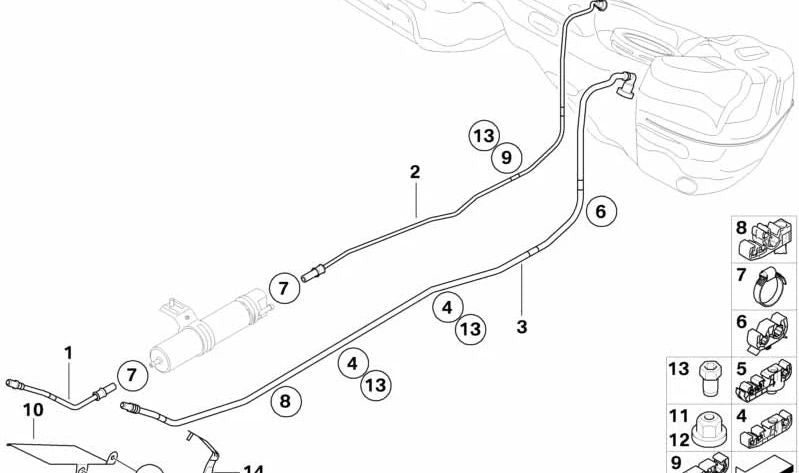 Línea de avance de combustible trasera para BMW Serie 3 E90N, E91N, X1 E84 (OEM 16127293950). Original BMW