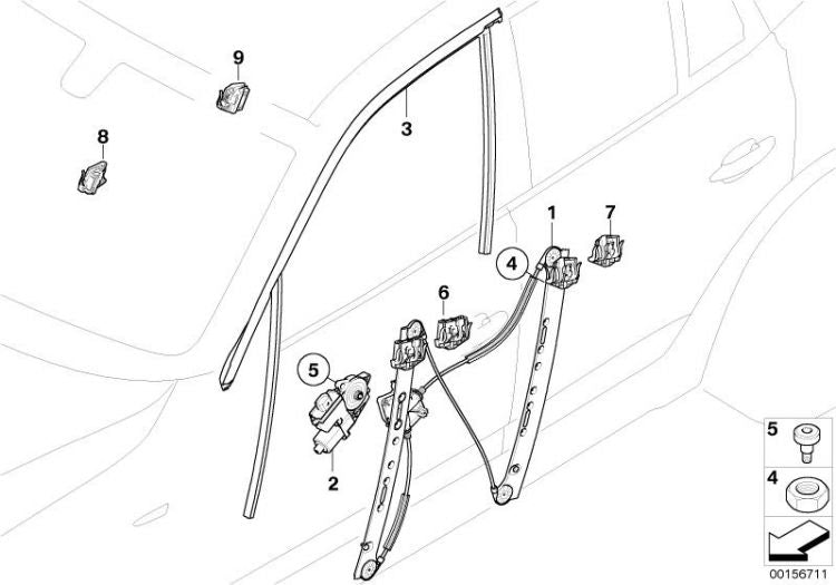 Guía Junta Goma De Ventana Puerta Delanterapara Bmw E83. Original Recambios