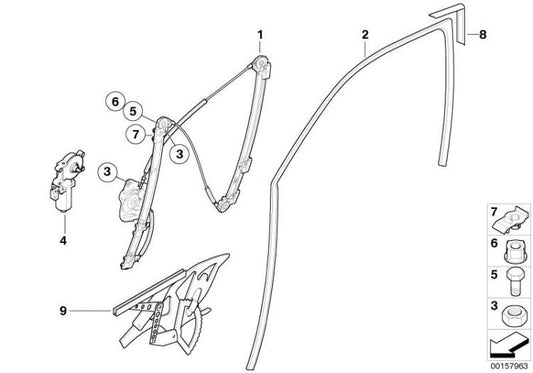 Elevalunas Alzacristales Sin Motor Delantero Derecho Para Bmw X5 E53. Original Recambios